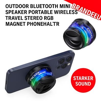 Outdoor Bluetooth Mini Speaker – Tragbar, Wireless, RGB, Magnet, Handyhalter, Stereo