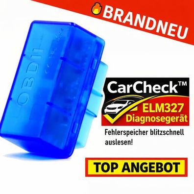 CarCheck™ ELM327 OBD2 Diagnosegerät Mini Bluetooth Adapter für Android & Windows