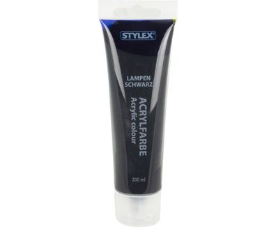 Acrylfarbe 200 ml STYLEX Acryl Farben Malfarbe Künstler Schwarz Lampenschwarz