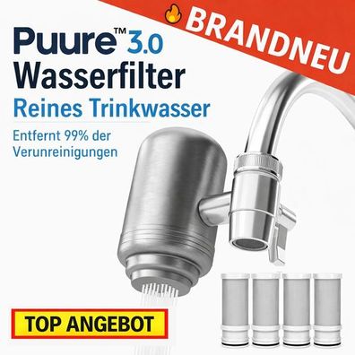 Puure™ 3.0 Wasserhahnfilter Wasserfilter Trinkwasserfilter inkl. 4 Ersatzfilter
