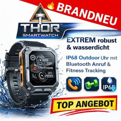 Thor™ Smartwatch EXTREM robust IP68 Outdoor Uhr Bluetooth Anruf Fitness