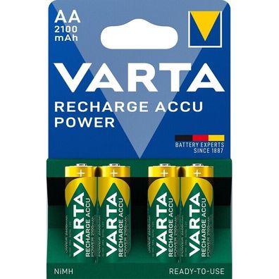 4x Akku Mignon AA HR6 1,2V 2100mAh Varta Rechargeable Accu ReadyToUse Typ 56706