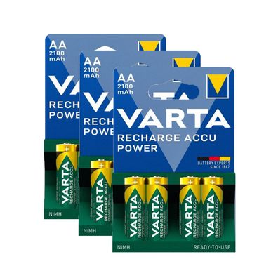 12x Akku Mignon AA HR6 1,2V 2100mAh Varta Rechargeable Accu ReadyToUse Typ 56706