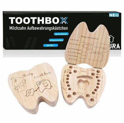 Toothbox Milchzahndose Holz Zahndose Mädchen Jungen Baby Zahnbox Erinnerungsbox