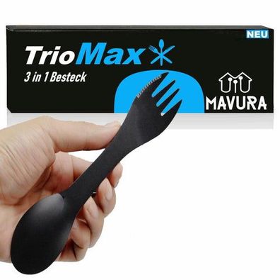 TrioMax Camping Besteck Outdoor Löffel Messer Gabel 3in1 Essbesteck Edelstahl