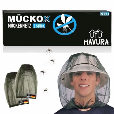 MÜCKOX Kopfnetz Mückennetz Mückenschutzhaube Moskitonetz Mückenschleier [2er]
