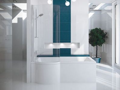 Badewanne Rechteck Inspiro 160x70 Links AcrylSchürze Duschwand | Ablauf & Füße GRATIS