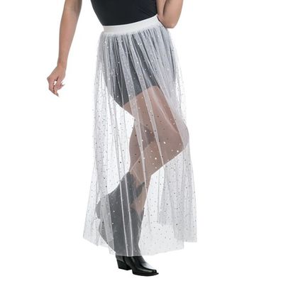 Mesh Rock transparent Sterne lang weiß