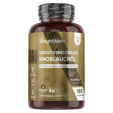 Knoblauch Weichkapseln - 15.000mg (500:1 Extrakt) - 180 vegane Kapseln - WeightWorld