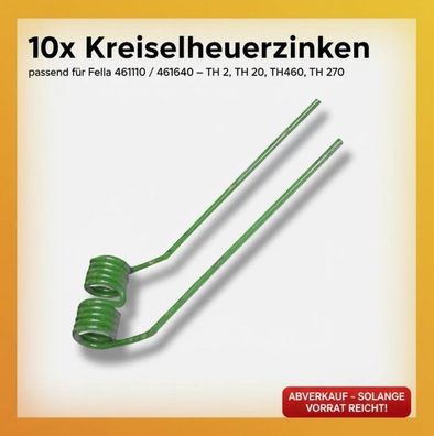 10x Kreiselheuerzinken passend für Fella 461110 461640 TH 2, TH 20, TH40, TH60