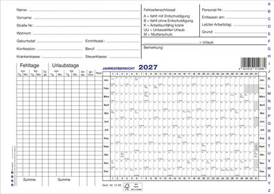 2027 GÜSS Urlaubs- und Fehltagedatei DIN A5