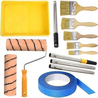 Rosfix Set Malerwerkzeug – 2x Rolle 25 cm, 5x Pinsel, Teleskop | 40 mm Band