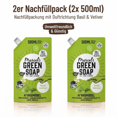 Marcel´s Green Soap Spülmittel Nachfüllpak- 2er Pack (2x500ml) - Verschiedene Düfte