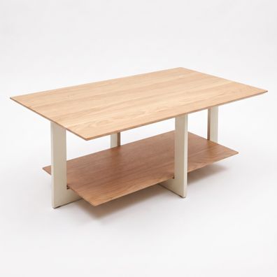 Couchtisch 100x40x60 Sofatisch Platten Wildeiche Metallgestell #4555