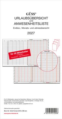 2027 GÜSS Urlaubs- und Anwesenheitsliste f. 35 MA