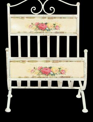 Zeitungsständer Metall - Rosenmotiv Landhaus Provence Stil Zeitungshalter H 43 cm