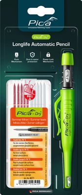 Pica Dry Longlife Automatic Pencil Tieflochmarker + 10 Spezialminen Sommer Set