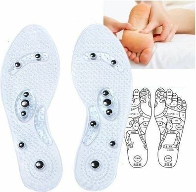 Magnetische Einlegesohlen 2 Paar - Akupressur Fußmassage
