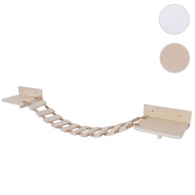 Kletterbrücke HWC-Q56, Katzenleiter Katzentreppe Plattform, Holz FSC® 15x130x19cm