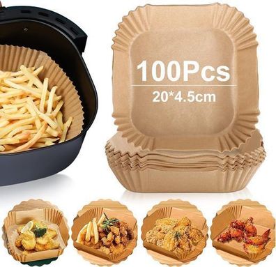 100x Backpapier für Airfryer - Antihaft Einweg-Einlagen