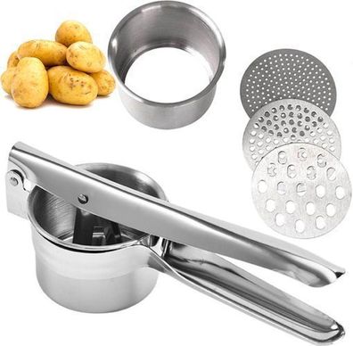 Spätzlepresse Edelstahl - Kartoffelpresse mit 3 Locheinsätzen