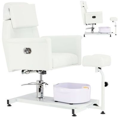 Kosmetikstuhl für Pediküre Luca neigbar mit Fußmassagegerät für Spa-Salon weiß