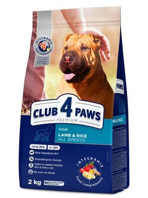 CLUB 4 PAWS HUND 2 kg ADULT Lamm und Reis für alle Rassen