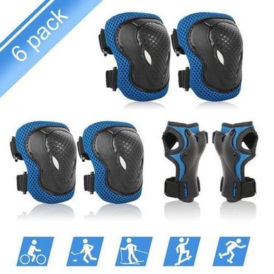 Kinder Schutzausrüstung Set Blau - Knie, Ellbogen & Handgelenk