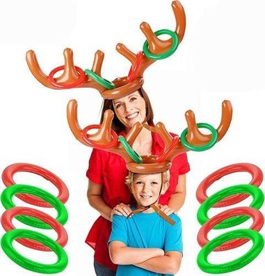 Aufblasbares Ringwurfspiel Rentier - Weihnachts-Partyspiel Familie