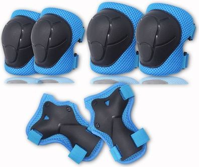 Kinder Protektoren Set 6-teilig - Knie, Ellbogen & Hand Blau