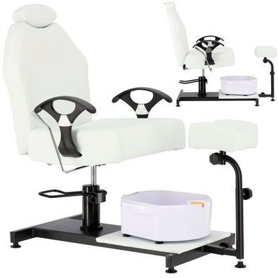 Kosmetikstuhl für Pediküre Velora neigbar mit Fußmassagegerät für Spa-Salon weiß