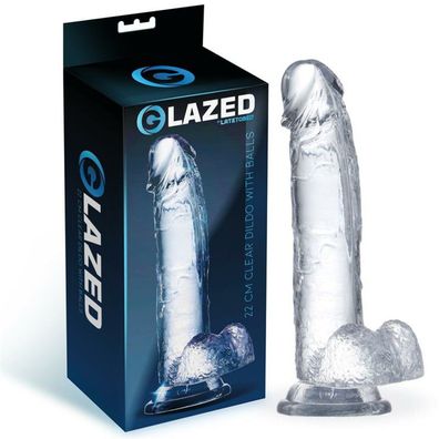 Realistischer Dildo mit Hoden Kristall Material 22 cm