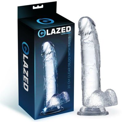 Realistischer Dildo mit Hoden Kristall Material 20 cm