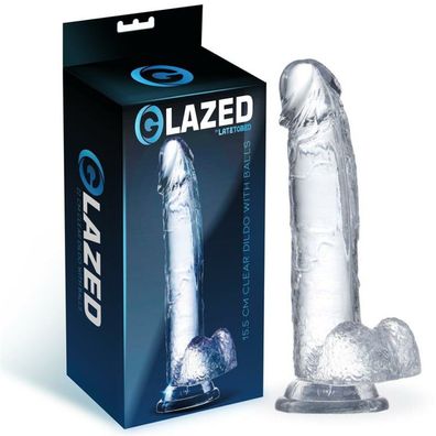 Realistischer Dildo mit Hoden Kristall Material 15,5 cm
