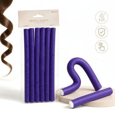 Schaumstoff-Lockenwickler 6 Stück 14 mm - Hitzefreie Papilloten für Locken & Wellen