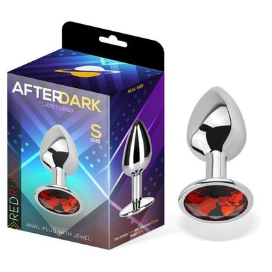 Butt Plug mit Juwel Rot Rubby Größe S Aluminium