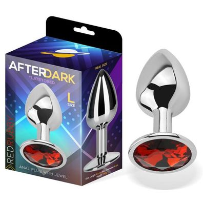 Butt Plug mit Juwel Rot Rubby Größe L Aluminium