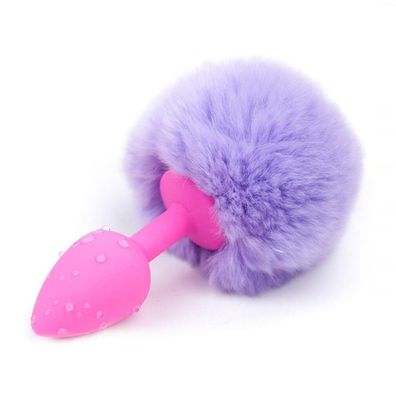 Butt Plug mit Pompon Hellviolett Größe S