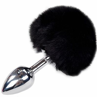 ANAL Pleasure PLUG Glattes METALL Flauschig Schwarz GRÖSSE L