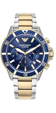 Emporio Armani World Explorer Chronograph Bicolor Edelstahl Blau AR11362