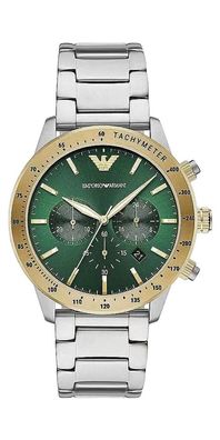 Emporio Armani Mario Chronograph Bicolor Edelstahl Grün AR11454