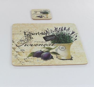 Tischset Kork 8-teilig Lavendelmotiv Provence Landhaus Stil für Platzsets 4 Personen