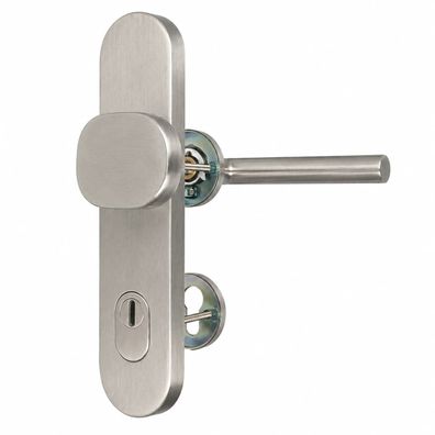 Haustür Wechselgarnitur Edelstahl 10/92mm - Kombi-Sicherheitsbeschlag matt geb