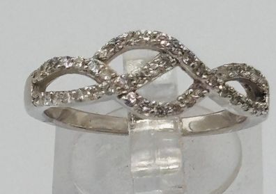Vintage Infinity Ring 0,925 Sterlingsilber funkrle Zirkone Größe 57