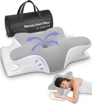 Nackenkissen ergonomisch Memory Foam - für Seiten- & Rückenschläfer