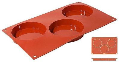 Silikonform rund 3-teilig - Backmatte für Biskuit & Eis