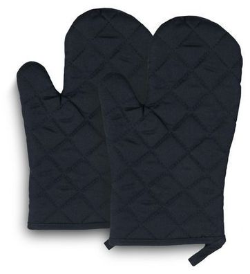 Ofenhandschuhe 2er Set Baumwolle 18x28cm - Schwarz