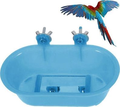 Vogelbadewanne mit Spiegel Blau - für Wellensittich
