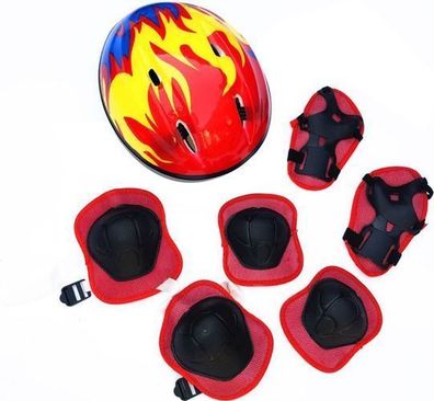 Kinder Schutzausrüstung 7-teilig - Helm & Protektoren Rot