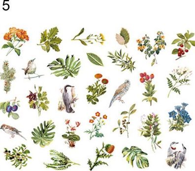 60x Vintage Papier Sticker Set - Scrapbooking Etiketten